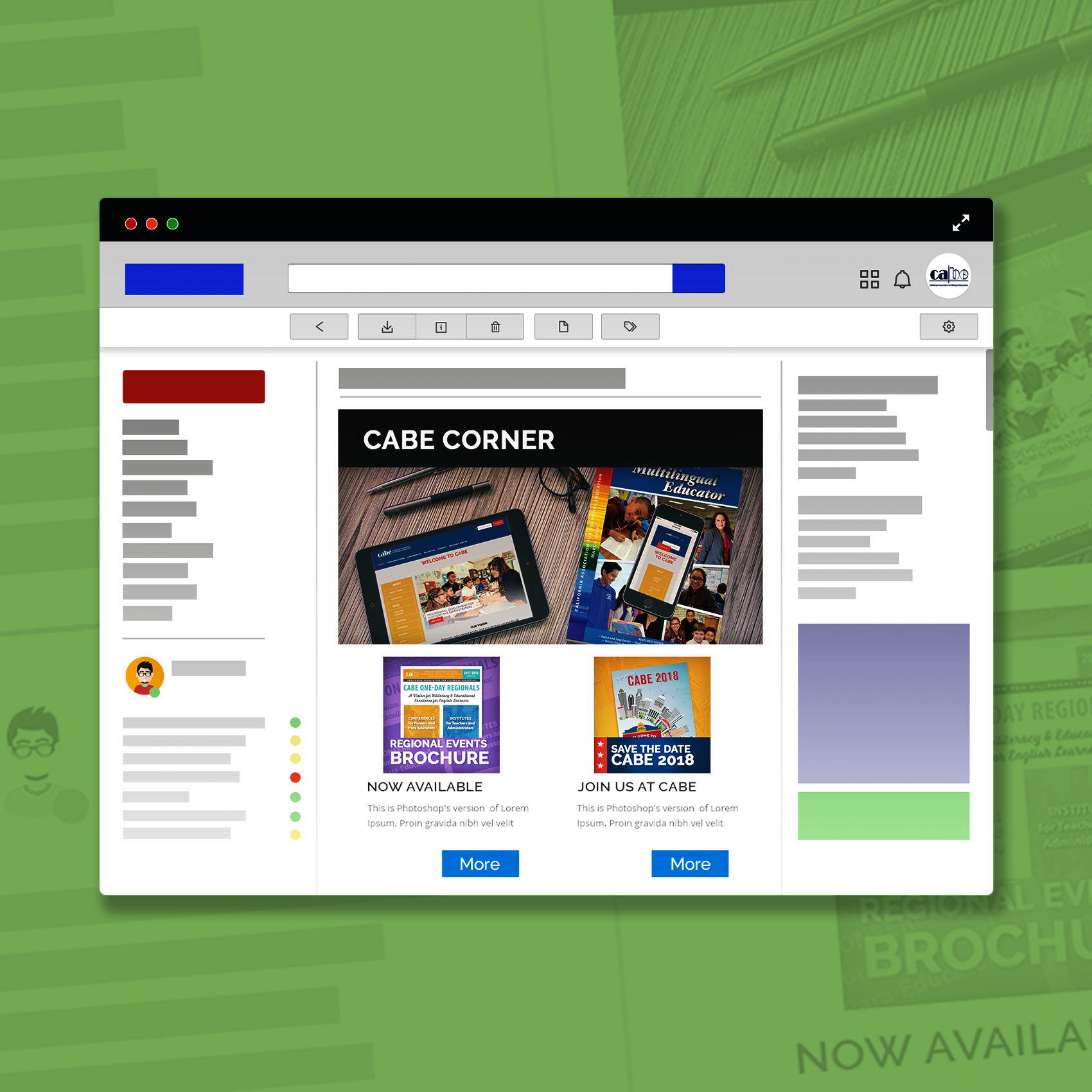 Link icon to a CABE Corner newsletter