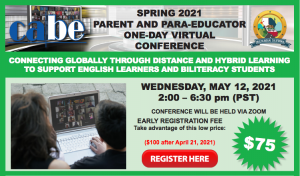 SPRING 2021 PARENT AND PARA-EDUCATOR ONE-DAY VIRTUAL CONFERENCE @ Via Zoom